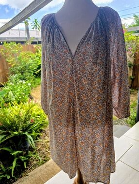 H&M Pastel Floral BOHO Prairie Style Mini Dress, Size L